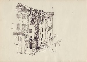 House with Mansard Roof, Italy, c1950 by Shirley Markham