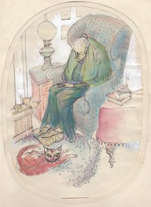 Old Woman and Cat, 1951 by Shirley Markham