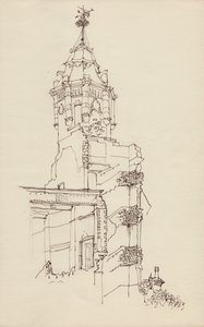 Turret of Ruined Building, c1950 by Shirley Markham