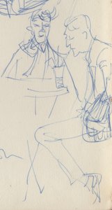 Two men at a cafe table, c. 1950 by Shirley Markham