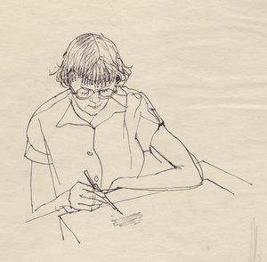 Woman Drawing by Shirley Markham