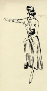 Woman in Full Skirt with Outstretched Arm by Shirley Markham