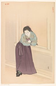 Woman reading by a window by Shodo Yukawa