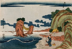 Futamigaura in Ise Province from a group of nine Uki-e prints by Shotei Hokuju