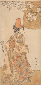 Segawa Tomisaburo in the Role of Musume Dojoji in Hanagatami Kazaori Eboshi by Shunsho