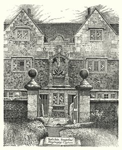 North Side, Hungerford Almshouses, Corsham (engraving) by Sidney Heath