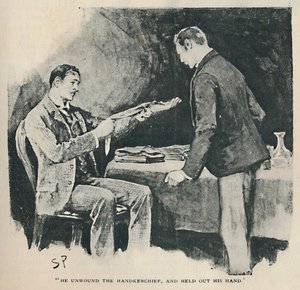 He Unwound The Handkerchief, And Held Out His Hand, 1892 by Sidney Paget