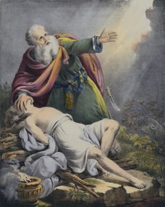 Abraham Offering Up His Son Isaac (coloured engraving) by Siegfried Detler Bendixen