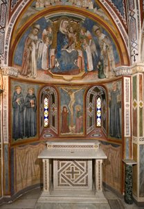 Virgin and Child and Crucifixion (After Restoration) by Sienese School
