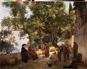 A Terrace on a Seashore, Cappuccini near Sorrento by Silvestr Fedosievich Shchedrin