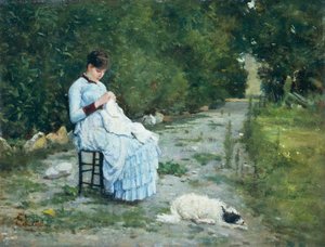 In Garden by Silvestro Lega