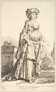 Dame de Constantinople, from Recueil de diverses figures étrangères Inventées par ..., 18th century by Simon Francois Ravenet