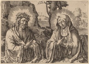 The Savior and the Virgin by Simon Frisius after Lucas van Leyden