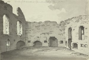 Bamburgh Castle, Kitchen Ruins, Add. 15542, f.180, c.1780 by Simon H. Grimm