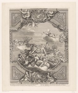 Ceiling Painting in Versailles: Apollo Distributes Rewards to Arts and Sciences, Minerva Crowns the Genius of France by Simon Henri Thomassin