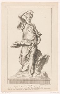 Sculpture of a Young Woman on a Cloud with Roses in Her Hand by Simon Henri Thomassin