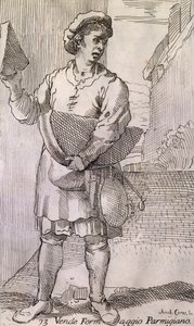 Arts of Bologna: seller of Parmesan cheese by Simon I Guillain