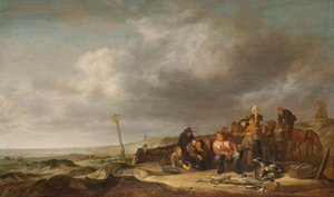 Beach with Fishermen by Simon Jacobsz. Vlieger