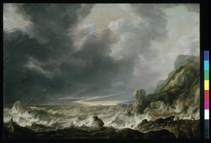 Ship In Distress Off A Rocky Coast by Simon Jacobsz. Vlieger