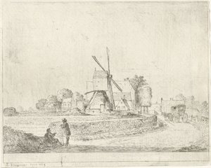 Mill and Houses Along a Country Road