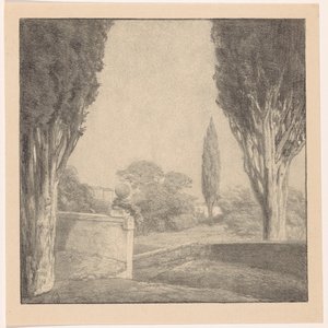 Landscape with Wall and Cypress by Simon Moulijn
