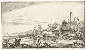 Landscape with Resting Peddlers (series title: Landscapes) by Simon Poelenburg