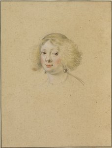 Portrait of a Young Woman with Pearl Earrings by Simon Vouet