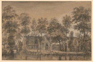 Farmstead under Trees by the Canal by Simon de Vlieger