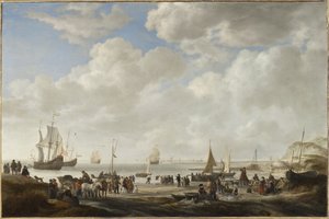 View of a Beach by Simon de Vlieger