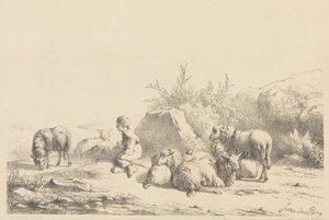 Shepherd and Sheep by Simon van den Berg