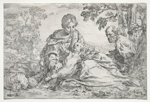 Rest on the Flight into Egypt by Simone Cantarini