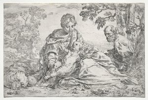 Rest on the Flight into Egypt by Simone Cantarini
