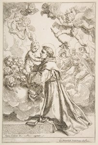 Saint Anthony of Padua Adoring the Christ Child in Glory by Simone Cantarini