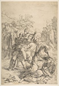 Saint Benedict exorcising a demon by Simone Cantarini