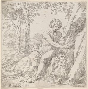 Saint John the Baptist in the Desert by Simone Cantarini