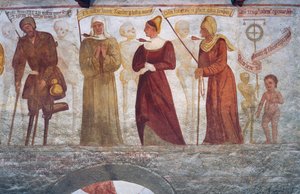 Death with the Lame Man, the Nun, the Young Woman, the Old Woman and the Child (Detail)