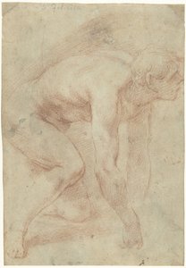 Nude Study of a Kneeling Man by Simone Pignoni