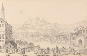 Album of 30 Views in the Tyrol and Italy: City of Verona and Castle of San Pietro from another bridge, 1st November 1840