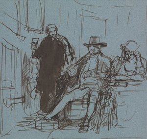 Captain Locker Seated at a Table with His Daughter; a Butler Standing Beside Him by Sir David Wilkie