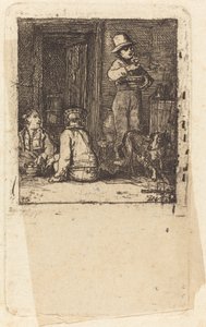 Interior with Three Boys and a Dog by Sir David Wilkie