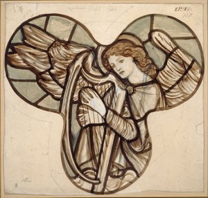 Design for stained glass in Lyndhurst Church: An Angel Harpist by Sir Edward Coley Burne Jones