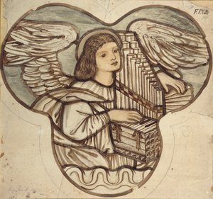 Design for Stained Glass in Lyndhurst Church: An Angel Organist