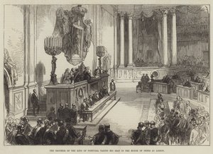 The Brother of the King of Portugal taking his Seat in the House of Peers at Lisbon