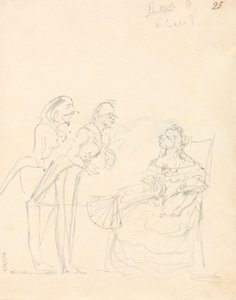 Two Gentlemen Talking to a Seated Lady by Sir John Everett Millais