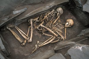 The bones of two Scythians lie in a 3000 year-old grave at Arzhan-2, 2003 by Sisse Brimberg