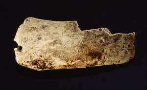 The image of a mammoth carved on a prehistoric mammoth ivory