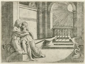 Abimelech Sees Isaac Caressing Rebekah (Biblical Scenes, Historia del Testamento Vecchio) by Sisto Badalocchio