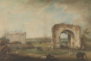View of a Mosque and Gateway at Motijhil by Sita Ram.