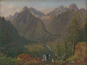 Tatra landscape with figures by Slovakian School