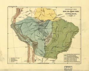 Distribution Areas for Bow and Arrow Types in Central Brazil by Smithsonian Institution